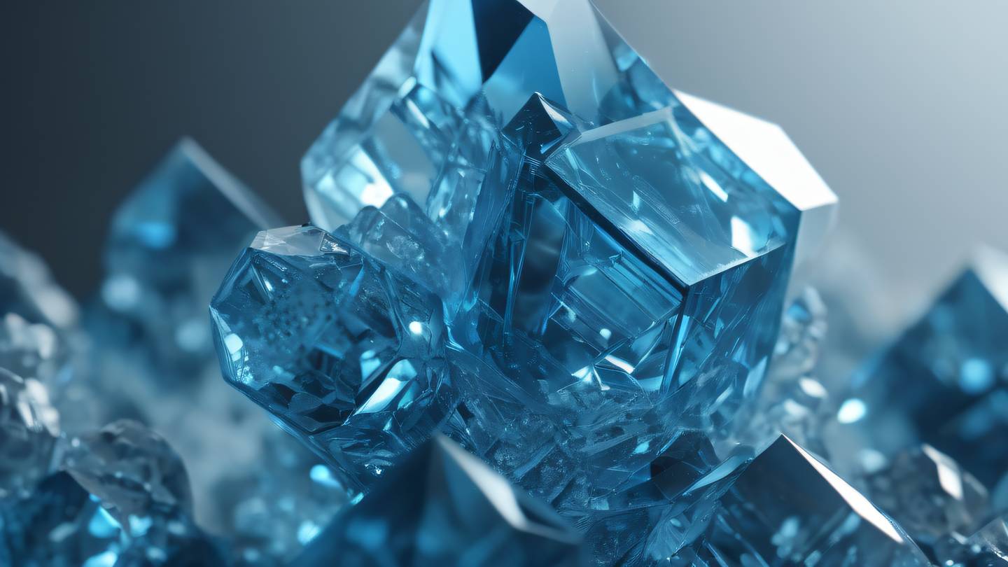 Geometric crystal formation in minimal silver and bright blue tones representing microservices architecture interconnected crystalline structures with clean lines and smooth surfaces high-quality ultra-realistic cinematic 8K UHD Geometric crystal formation in minimal silver and bright blue tones representing microservices architecture interconnected crystalline structures with clean lines and smooth surfaces high-quality ultra-realistic cinematic 8K UHD